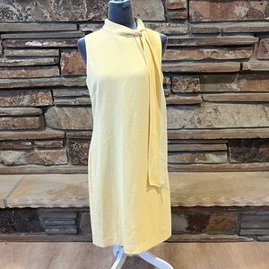 ESQUALO Yellow Sleeveless Mini Dress with Bow Detail